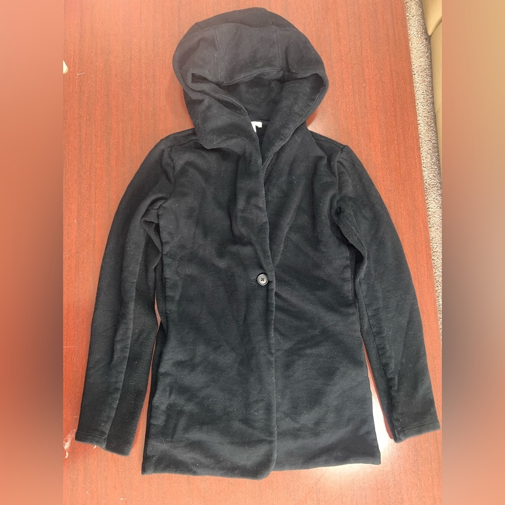 James Perse Black Hooded Cape Jacket